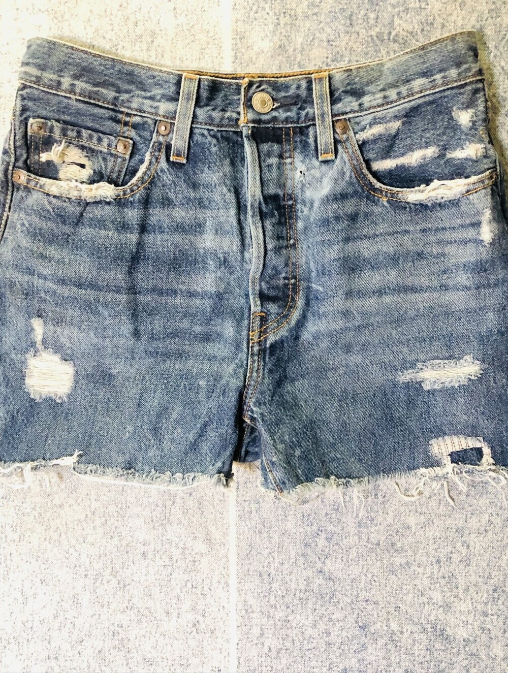 Levi's Light Blue Distressed Denim Cutoff Shorts